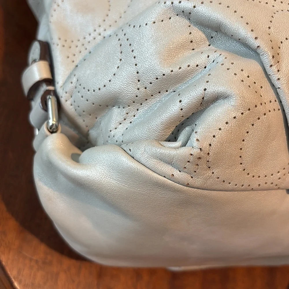 Coach   Brooke perforated, monogram leather convertible satchel shoulder bag EUC